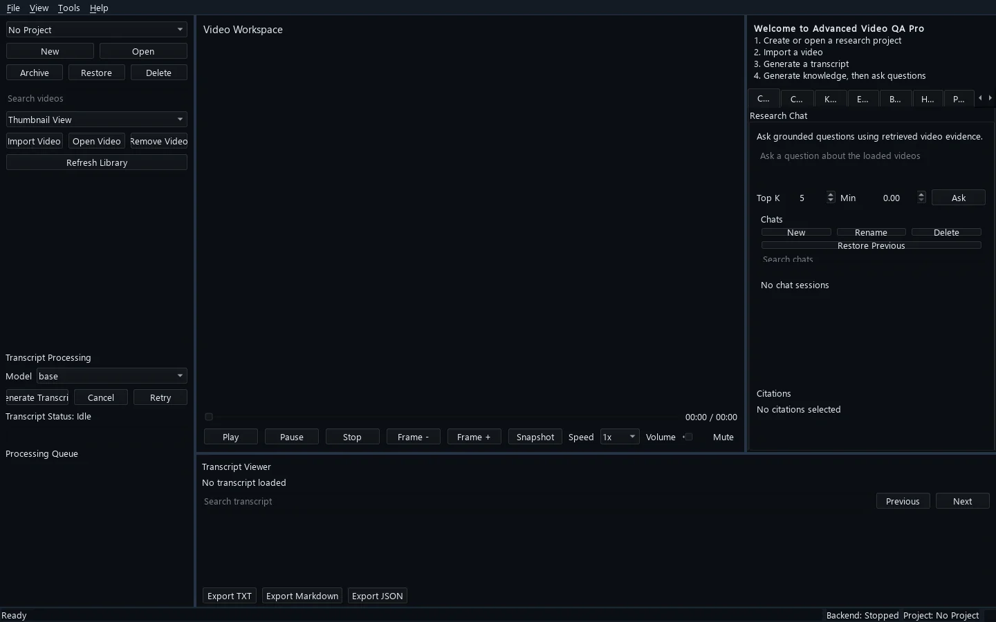 Advanced Video QA System screenshot